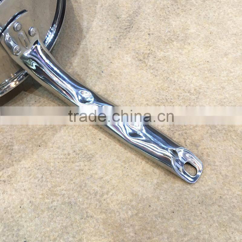 Mirror polished 2.2mm 3ply bottom stainless steel 304 cooking pot/single handle induction soup pot for hotel