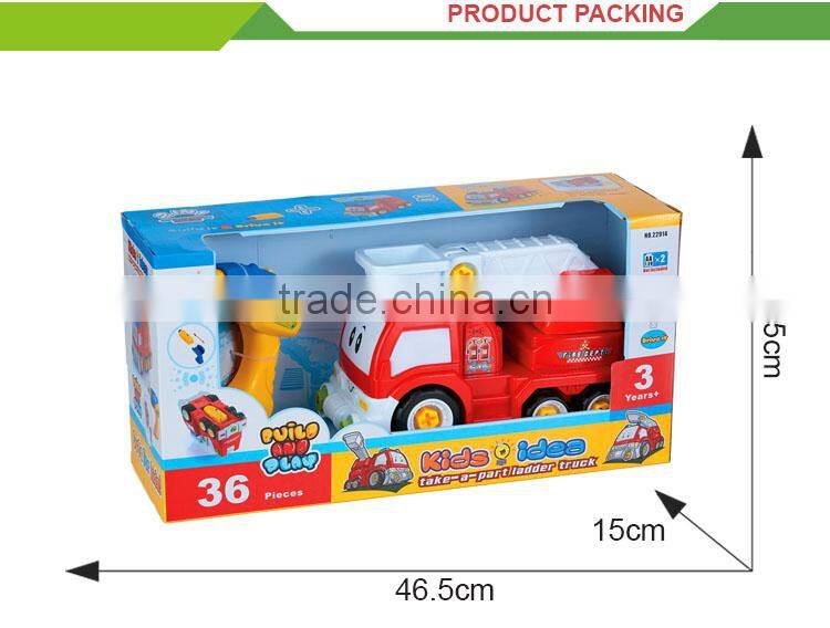 Hot sale kid diy self assemble toy plastic mini fire fighting truck price