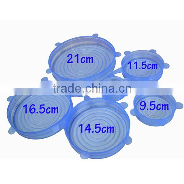 FDA Approved 6 Pack Set silicone stretch food covers for whoelsale