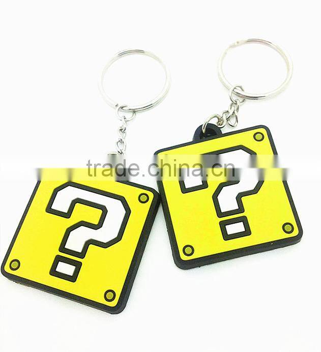 Factory supply square shape custome silicone rubber keychains