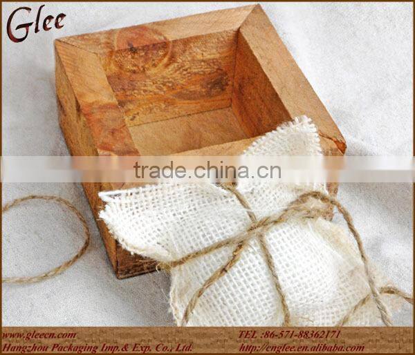 small size ring bearer box with burlap pillow 4in