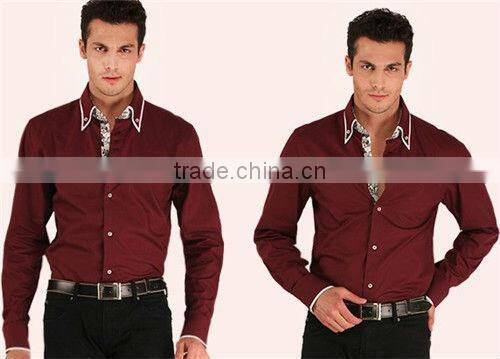 New Italian designs man dress shirts fashion man shirts double collar shirts wine