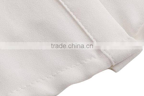 trendy fashion lace sleeve pure white sexy party blouse