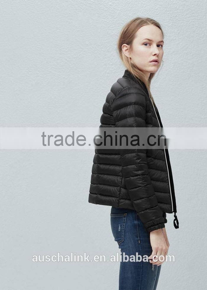 outdoor keep warm women black quited feather down winter coat