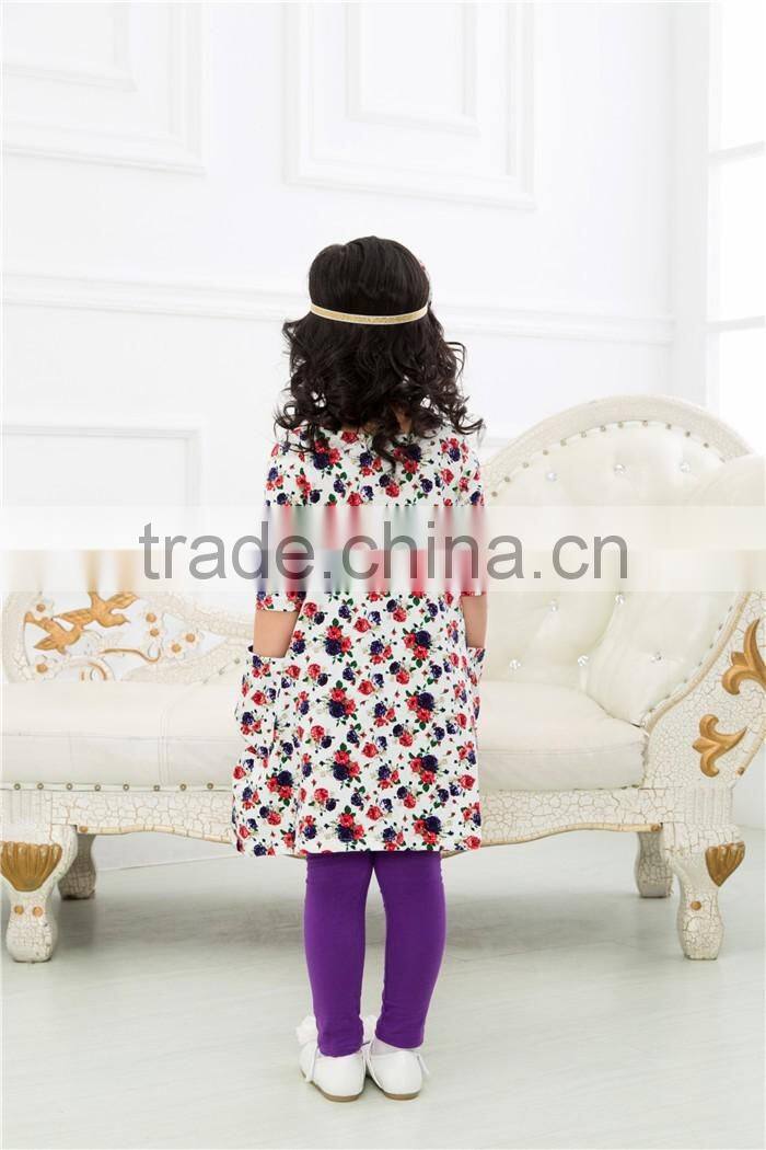 Spring boutique baby clothing set baby girl 2 peices set with headbands flower girl 100% cotton clothing outfits for children