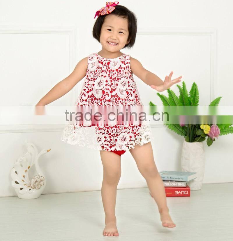 Wholesale baby girls lace cotton 2pcs set fashion lace set for infant girls