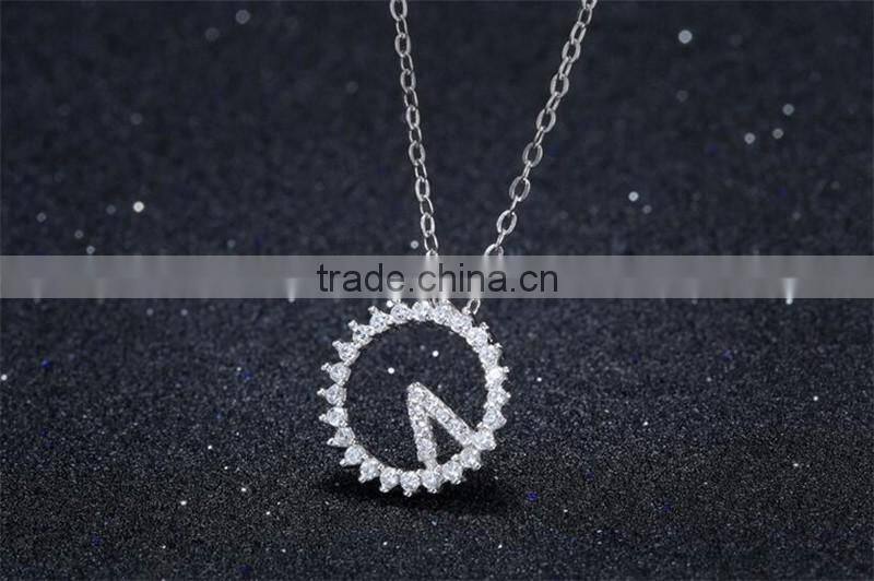 Latest wall clock shape design 925 sterling silver circle pendant