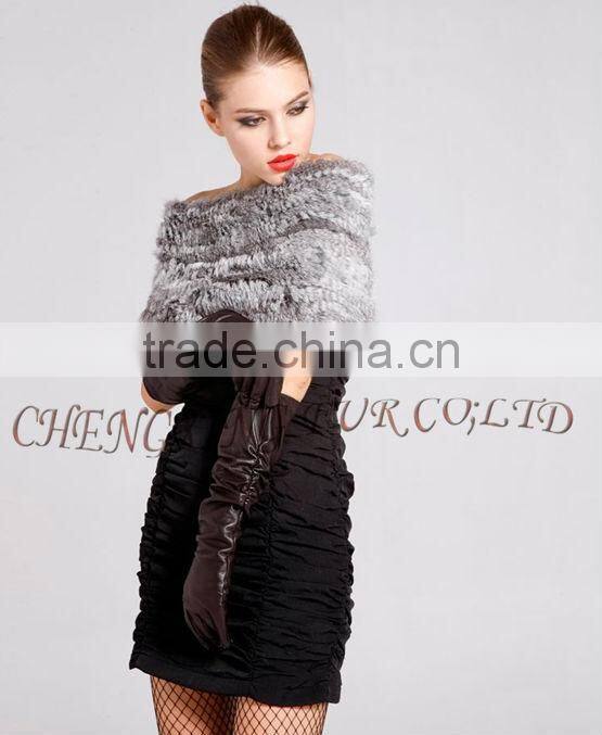 CX-B-26C Genuin Rabbit Fur Knitted Fashion Scarf