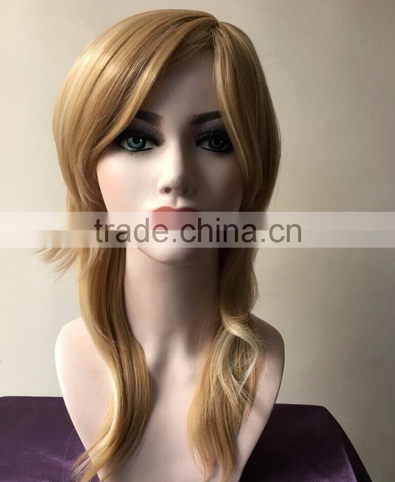 100% Japan's Hair Woman Wavy Blonde Synthetic Wig Long Big Wavy Hair Women Cosplay Party Costume Wig