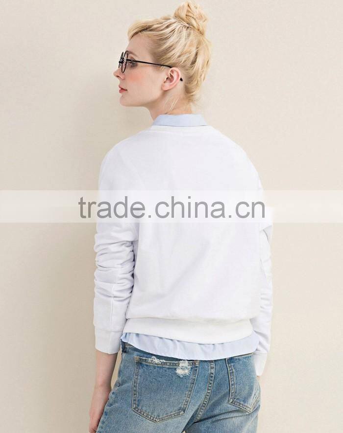 High quality white stylish printed 100% cotton fabric sweatshirt
