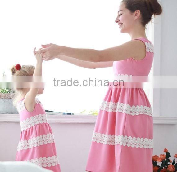 Elegant Lace Embroidered Dresses Mother Daughter Clothes New Summer Dress