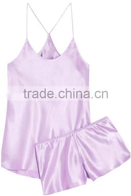 Women Sexy 2017 Hot Sale Silk-Satin Pajamas Set of Soft Feeling