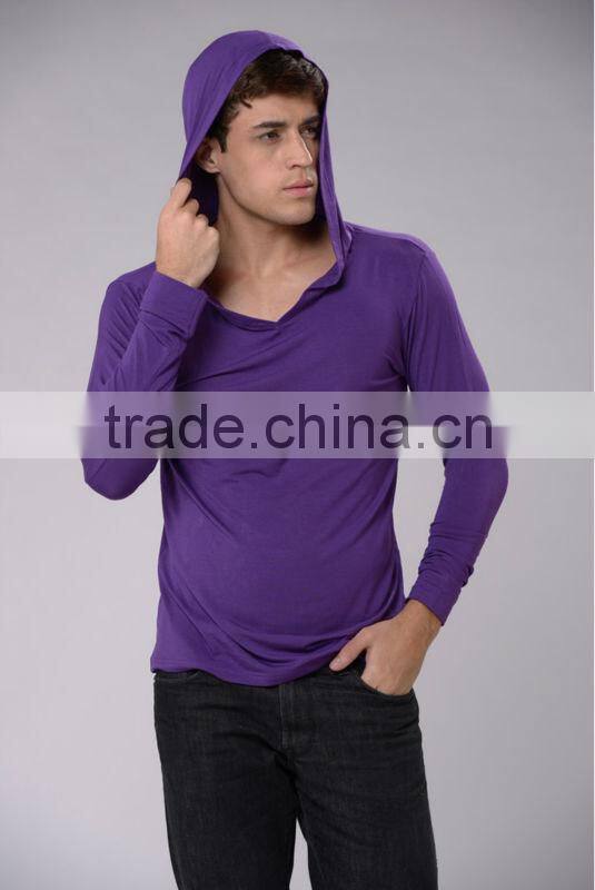 OEM fashion blank heavy bamboo hoodie t shirt / 95% bamboo 5% spandex blank t shirt T13333