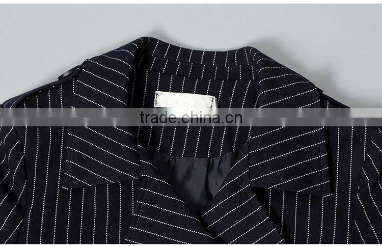 2016 latest designs lady formal stripe winter women long coat