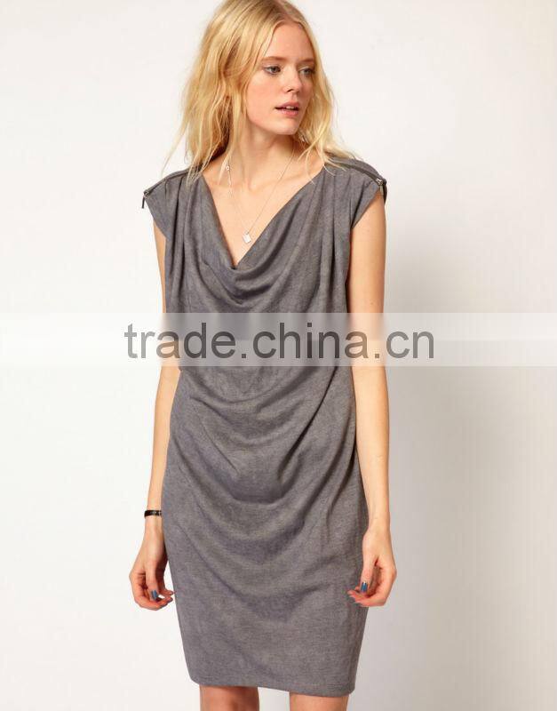Washed Jersey Dress with Cowl Neck