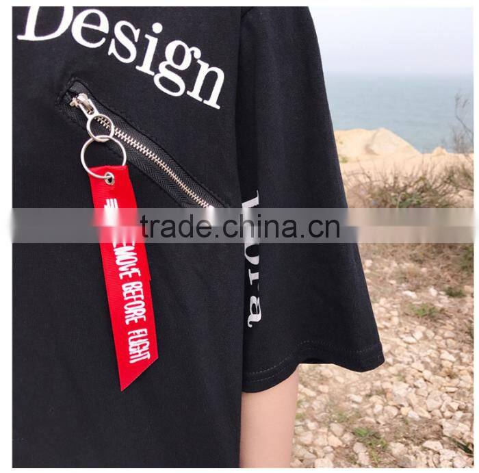 Oversized Loose print zip t shirt for girls