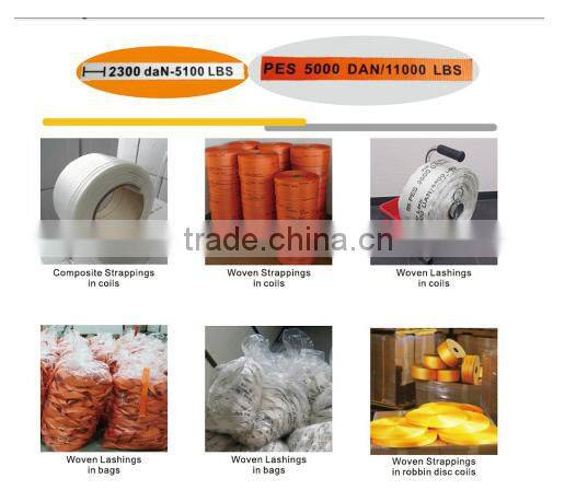polyester cord strapping for cargo lashing and loading