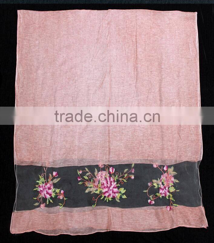2017 High Quality women Flower embroidered silk scarf