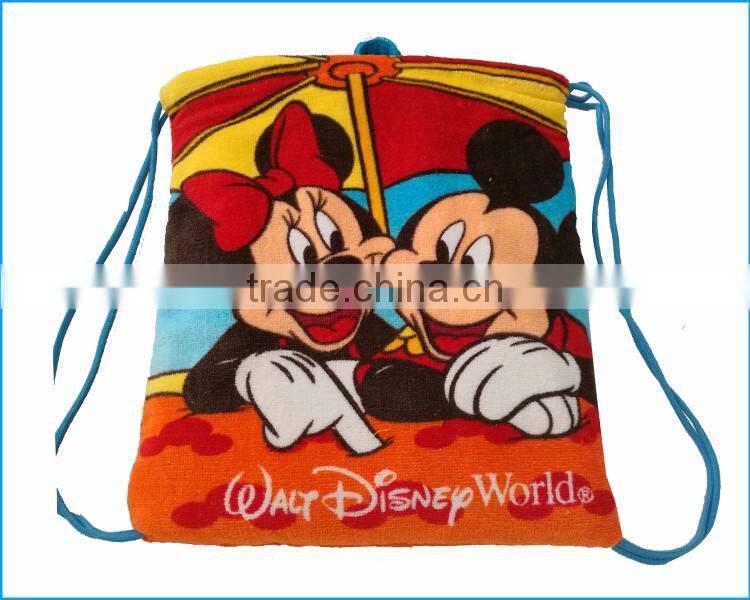 Cotton velour reactive printing design beach towel bag and set