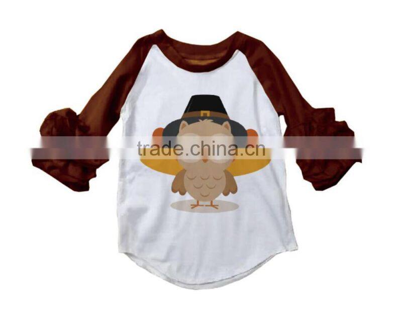 2017wholesale Fashion clothing cute Printing Girls boys turkey tops
