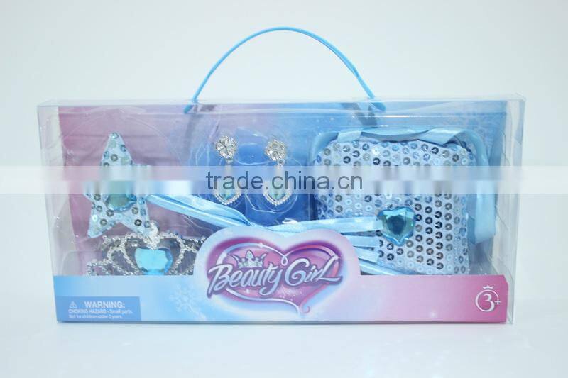 Onbest baby crown kids gift set plastic princess tiara +shoes+wand+earring
