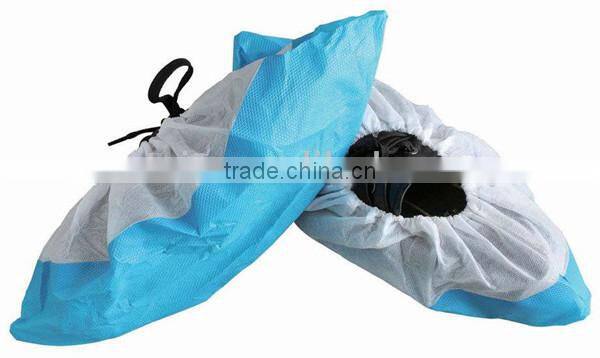 Cheap disposable surgical shoe cover / cpe coated shoe cover