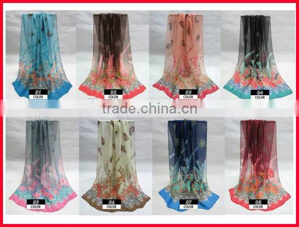 Beautiful paisley and floral print voile fabric wholesale scarf