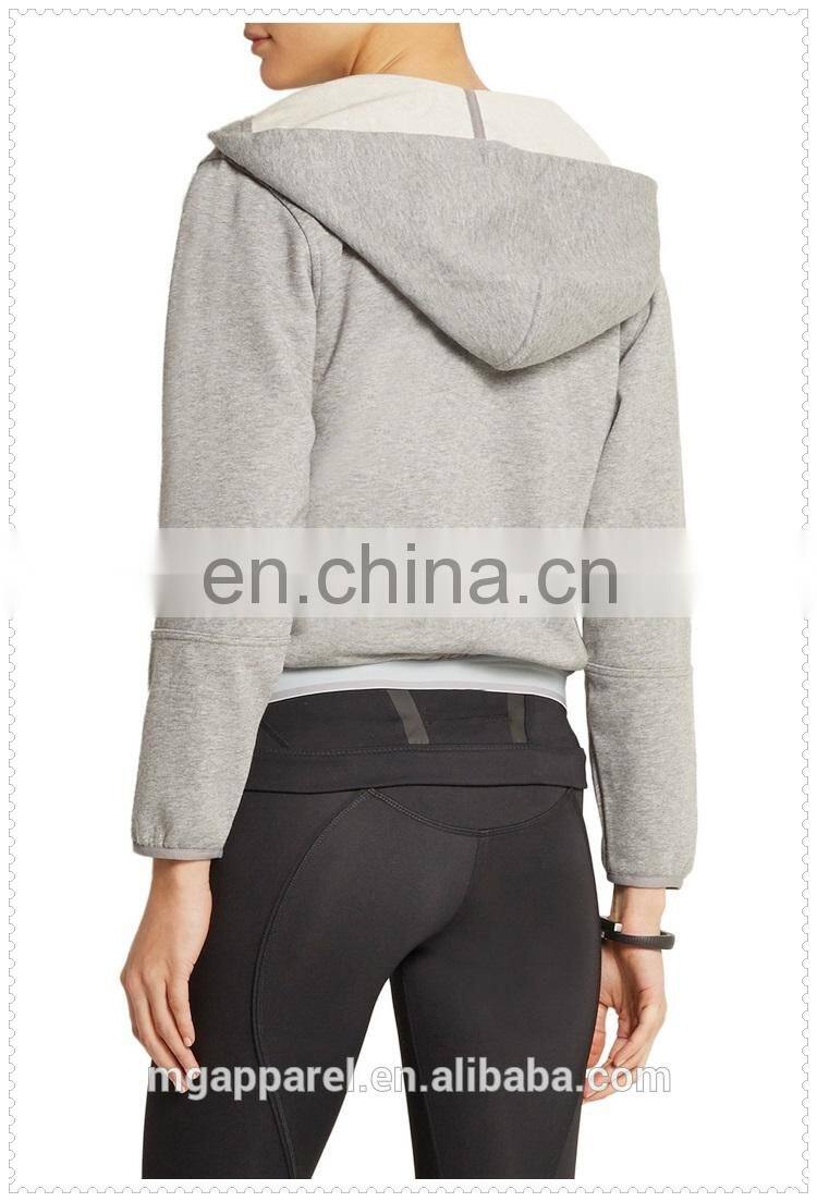 wholesale OEM hooded sweatshirt cotton blend jersey cropped top hoodie