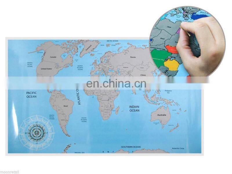 ScRATCH OFF ATLAS World Map Globe Countries Travel Log Poster Journal Accessory SG005