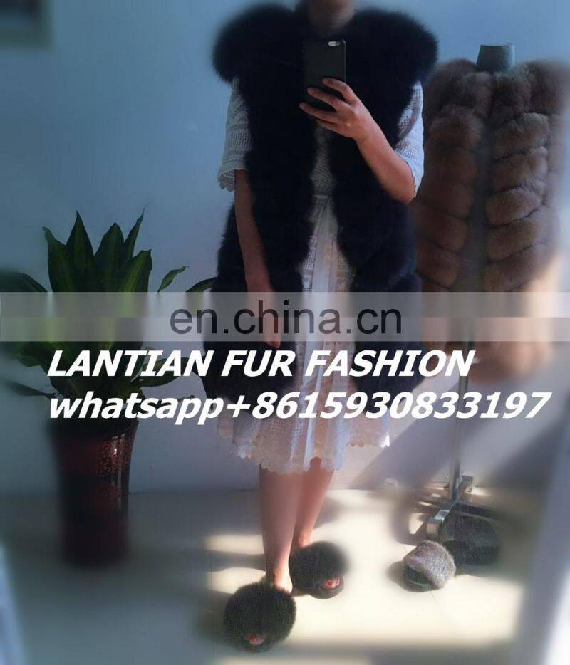 Top Quality 100% Real Genuine Fox Fur Vest Gilet Waistcoat Jacket Outwear Women Vintage Warm