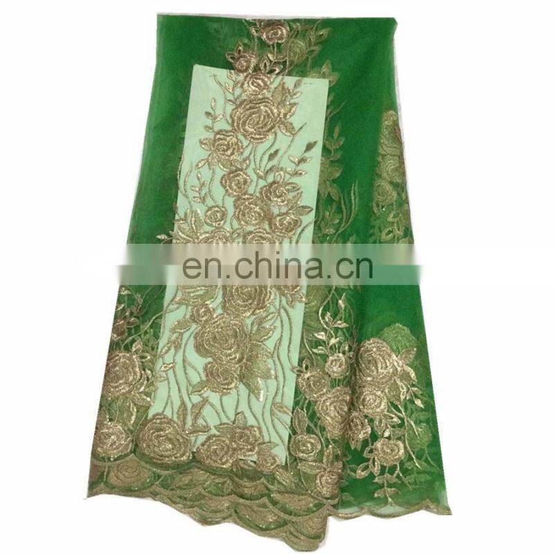 African styles net lace top quality trending French lace fabric with sequins women dress B16032710