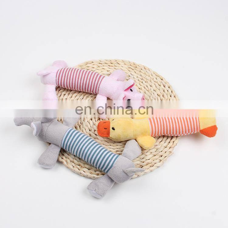 Duck Pig Elephant Pattern Floppy Dog Squeaky Chew Plush Pet Toy