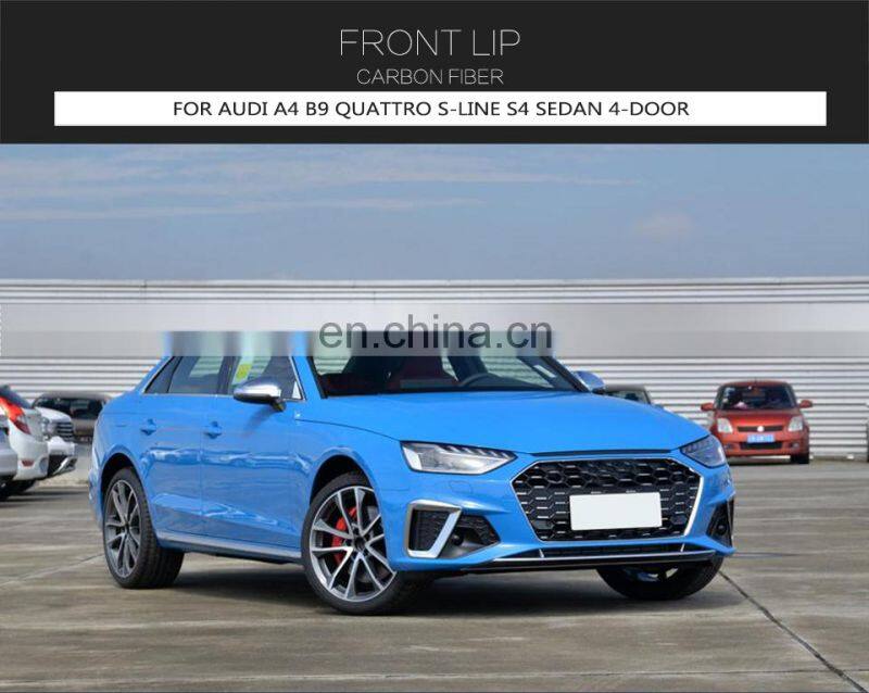 Carbon Fiber S4 Front Bumper Lip for Audi S4 B9 Type 8W A4 Sline Sport Sedan 2020 2021 2pcs/set