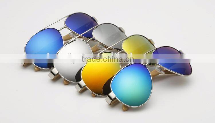 hand made wood temple metal frame classic men driving fishing sunglasses