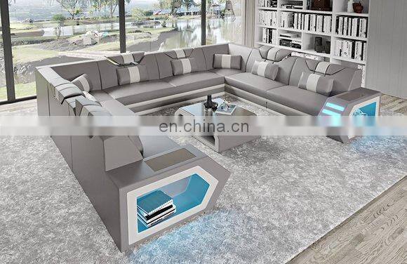 New home needed living room beautiful sectional sofa set furniture with LED light