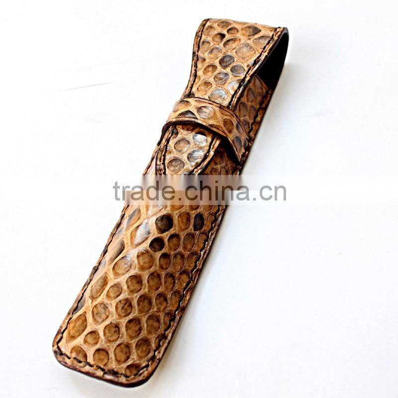 luxury animal leather pen case handmade, business python pen holder for christmas gift