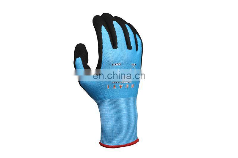 High Cut Resistance Level 5 HPPE Black Sandy Nitrile Coated Guantes de Construction EN388