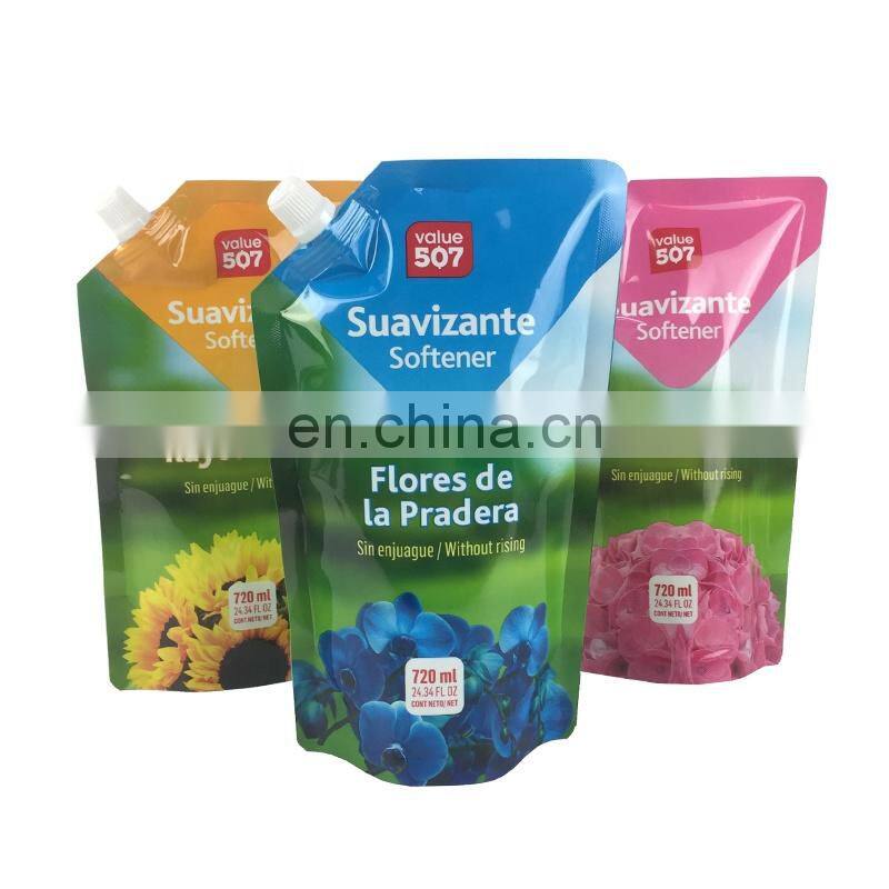 Laminated Material Material Spout Top Sealing washing powder stand up bag pouch nylon fabric softener packaging bags