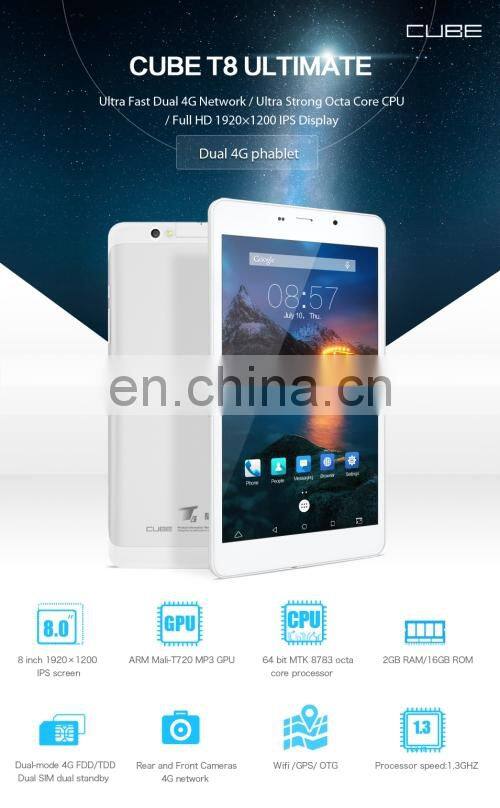 Cube T8 plus ultimate 4G LTE Phablet Tablet PC 8" Android 5.1 Lollipop 2GB RAM 16G ROM GPS WiFi Dual SIM