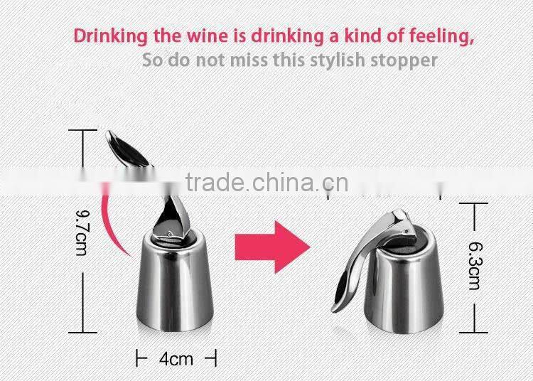 Stainless steel vacuum extraction fresh red wine cork stopper silicone wine bottler stopper with handle champine stopper