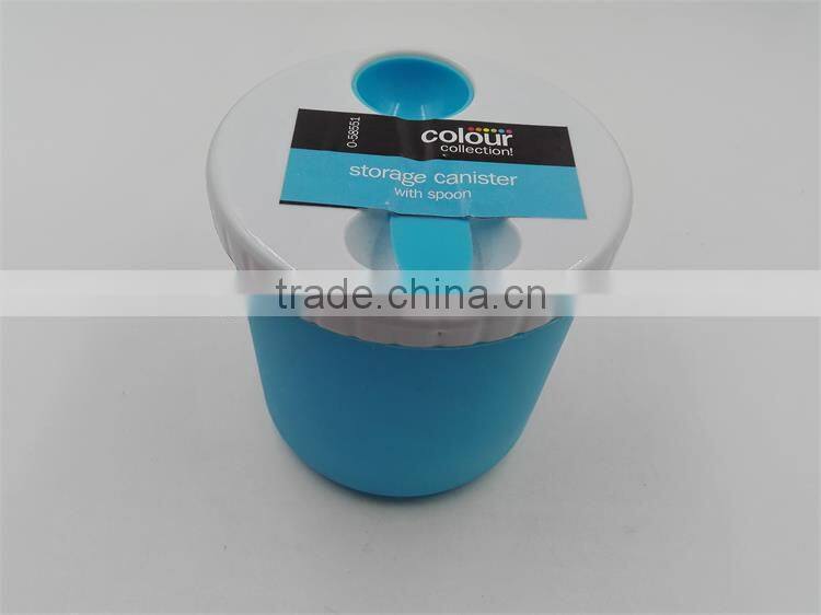 plastic storage canister with spoon