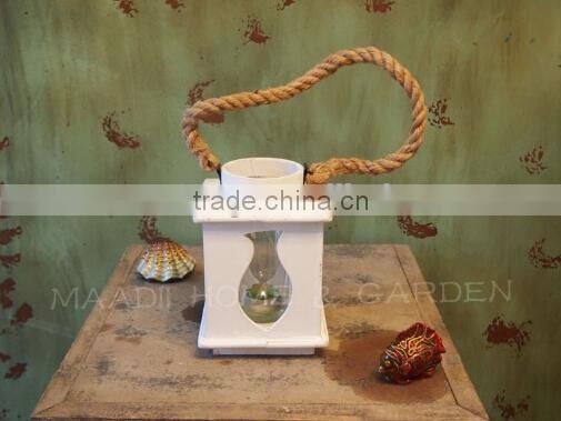 Custon hemp rope wooden candle lantern craft holder
