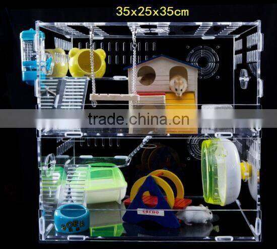Fancy acrylic hamster cage cute hamster house and box acrylic pets box and carriers