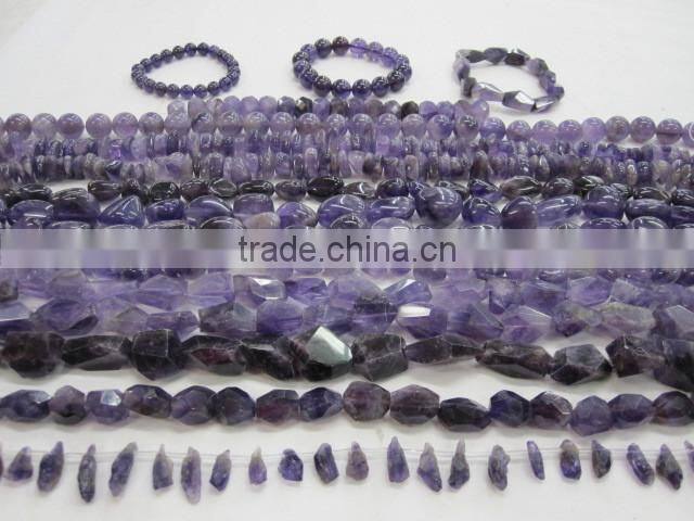 side drill rough amethyst strand for sale