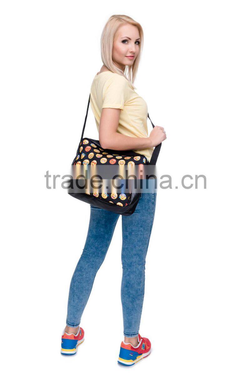 2016 hot fashion 3D emoji printing one side leather courier bags Shoulder bag message bags