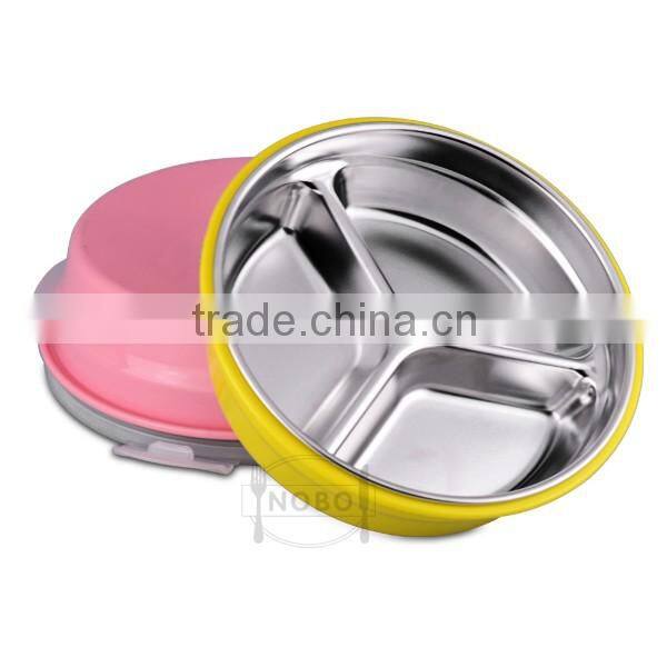child colorful 3 compartment lunch box with lid