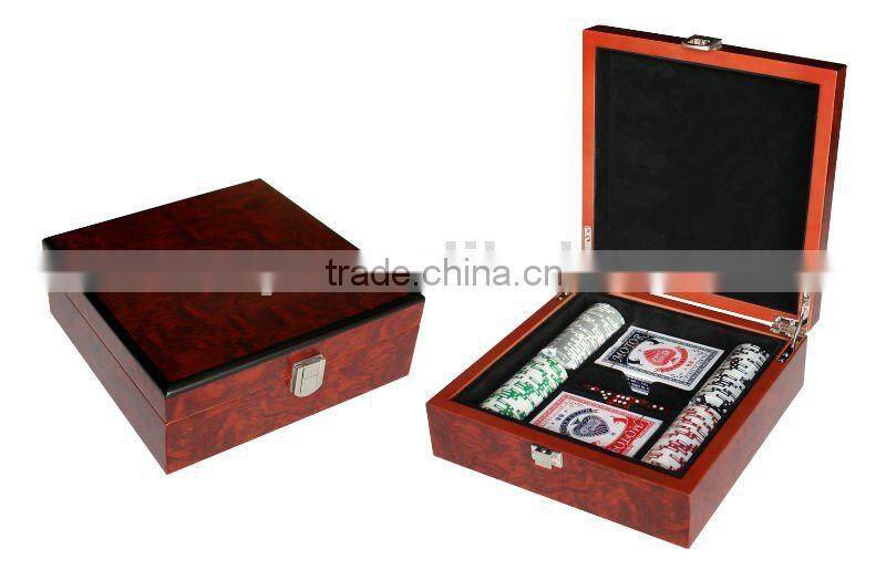 wooden casino poker chip set