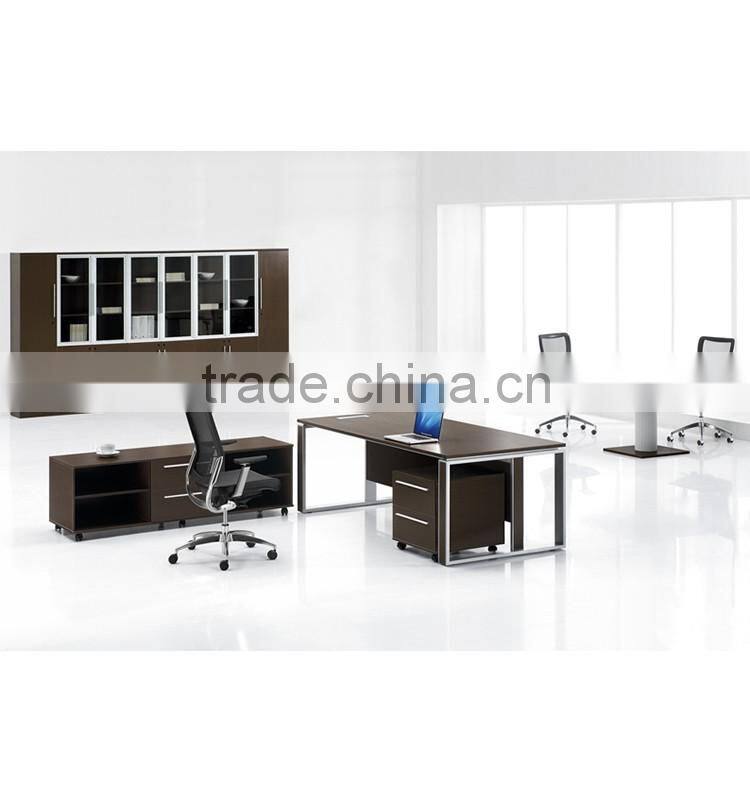 boss office computer desk side table with long-side cabinet