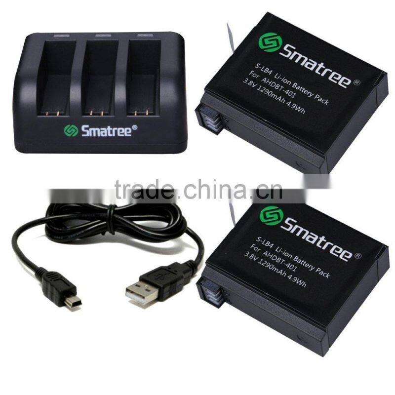 Replacement best selling battery pack for gopros heros 4 with high capacity 1290mAh