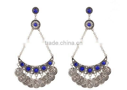 >NEW SW16589 handmade drop bead earrings coin fringe earrings/